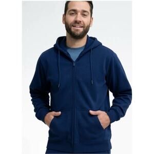 Swet Tailor Stretch Fleece Zip Hoodie In Admiral‎ Blue Pockets Unisex Size M NEW